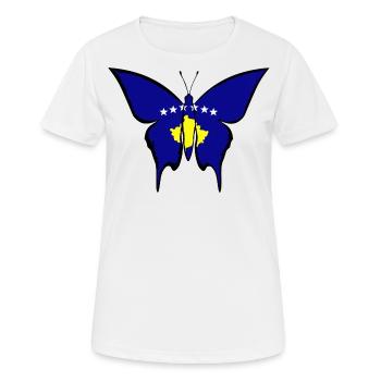 Kosovo Flagge Schmetterling - Frauen T-Shirt atmungsaktiv - Weiß - Vorne - AI Model Female 172 dark (172cm)