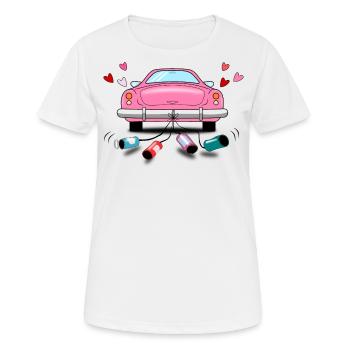 Mariage Voiture Rose Mariage - T-shirt respirant Femme - blanc - Devant - AI Model Female 172 dark (172cm)