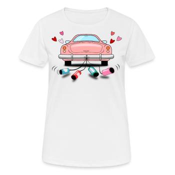 Mariage Voiture Rose Mariage - T-shirt respirant Femme - blanc - Devant - AI Model Female 172 dark (172cm)