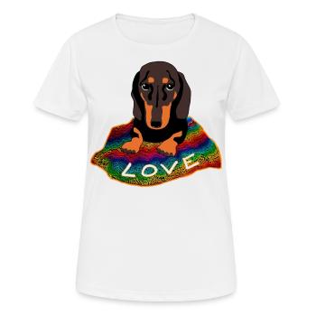 Dackel love. Dachshund - Frauen T-Shirt atmungsaktiv - Weiß - Vorne - AI Model Female 172 dark (172cm)