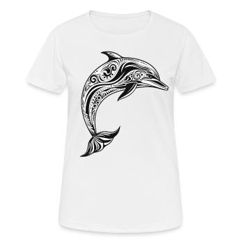 Dolphin with Maori motifs - Women's Breathable T-Shirt - white - Front - AI Model Female 172 dark (172cm)