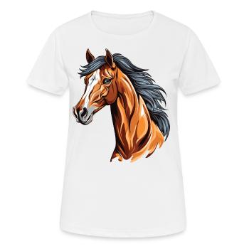 Realistisches Pferdeporträt - Frauen T-Shirt atmungsaktiv - Weiß - Vorne - AI Model Female 172 dark (172cm)