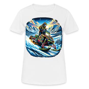 Une motoneige colorée dans un paysage montagneux - T-shirt respirant Femme - blanc - Devant - AI Model Female 172 dark (172cm)