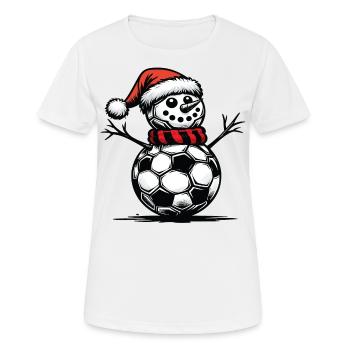 Bonhomme de neige avec des ballons de foot Noël - T-shirt respirant Femme - blanc - Devant - AI Model Female 172 dark (172cm)
