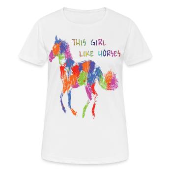 Dieses Mädchen mag Pferde - Frauen T-Shirt atmungsaktiv - Weiß - Vorne - AI Model Female 172 dark (172cm)