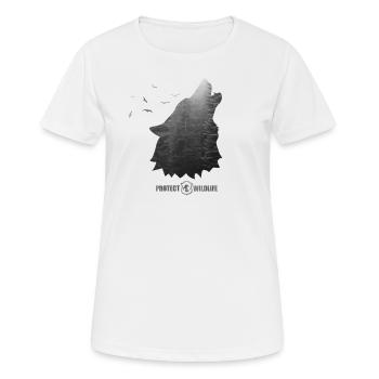 Protect Wildlife - Environmental Protection - Wolf silhouette - Women's Breathable T-Shirt - white - Front - AI Model Female 172 dark (172cm)