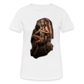 Indianer Frau Ureinwohner Illustration Geschenk - Frauen T-Shirt atmungsaktiv - Weiß - Vorne - AI Model Female 172 dark (172cm)