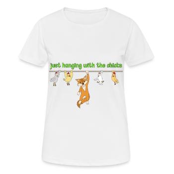 Fuchs Huhn Witzig Geschenk Shirt - Frauen T-Shirt atmungsaktiv - Weiß - Vorne - AI Model Female 172 dark (172cm)