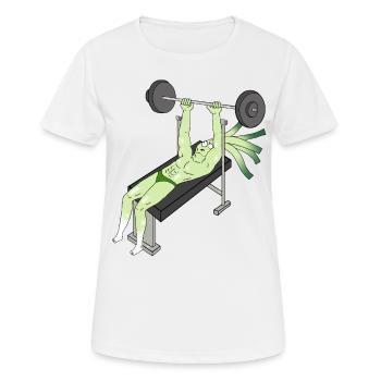 Bench Press Gym Fitness Leek Gift - Women's Breathable T-Shirt - white - Front - AI Model Female 172 dark (172cm)