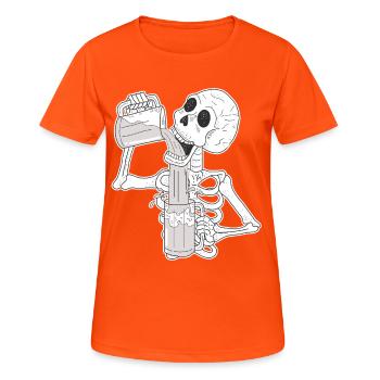 Cadeau drôle d'humour de bière de crâne de squelette - T-shirt respirant Femme - orange néon - Devant - AI Model Female 172 dark (172cm)