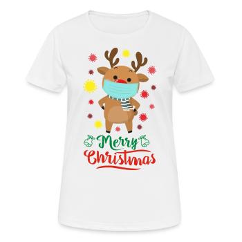 Rentier Elch Mundschutz Weihnachten Geschenk - Frauen T-Shirt atmungsaktiv - Weiß - Vorne - AI Model Female 172 dark (172cm)