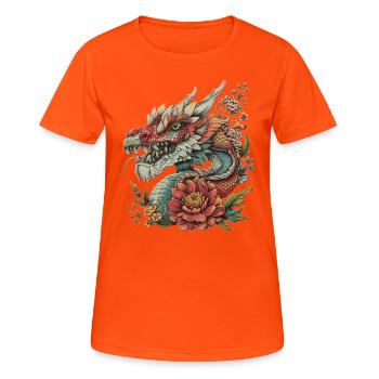Cooler Drachenkopf - Frauen T-Shirt atmungsaktiv - Neonorange - Vorne - AI Model Female 172 dark (172cm)