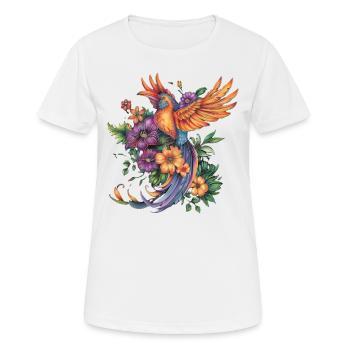Oiseau de paradis avec des fleurs - T-shirt respirant Femme - blanc - Devant - AI Model Female 172 dark (172cm)