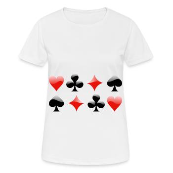 Herz Kreuz Karo Pik Poker Kartenspiel Set - Frauen T-Shirt atmungsaktiv - Weiß - Vorne - AI Model Female 172 dark (172cm)