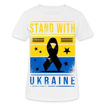 Ukraine Flagge mit Friedenszeichen - Frauen T-Shirt atmungsaktiv - Weiß - Vorne - AI Model Female 172 dark (172cm)