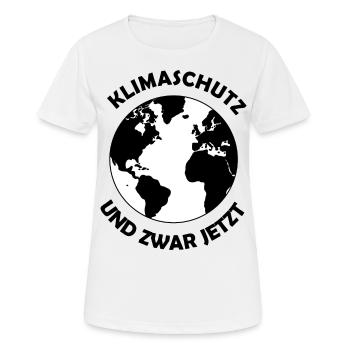 Klimaschutz und zwar jetzt erde - Frauen T-Shirt atmungsaktiv - Weiß - Vorne - AI Model Female 172 dark (172cm)