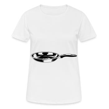 frying pan symbol cooking silhouette - Women's Breathable T-Shirt - white - Front - AI Model Female 172 dark (172cm)