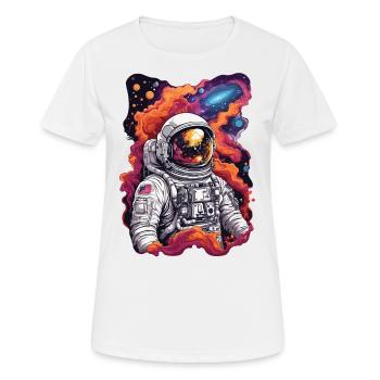 Kosmische Entdeckung Astronaut im Weltall - Frauen T-Shirt atmungsaktiv - Weiß - Vorne - AI Model Female 172 dark (172cm)