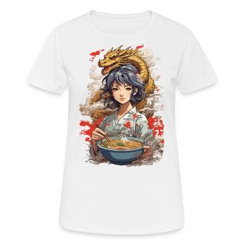 Ramen Suppen Drachen Ästhetik & Anime Otaku Kunst - Frauen T-Shirt atmungsaktiv - Weiß - Vorne - AI Model Female 172 dark (172cm)