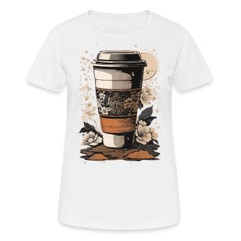 Ukiyo-E Café Art Passion Amateur de café - T-shirt respirant Femme - blanc - Devant - AI Model Female 172 dark (172cm)