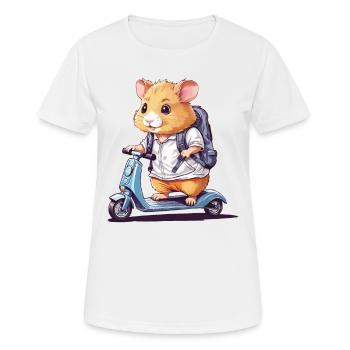 Hamster Pupils on Scooter School Way Design - Women's Breathable T-Shirt - white - Front - AI Model Female 172 dark (172cm)
