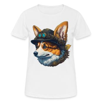 Viktorianischer Steampunk Corgi Hund Design - Frauen T-Shirt atmungsaktiv - Weiß - Vorne - AI Model Female 172 dark (172cm)