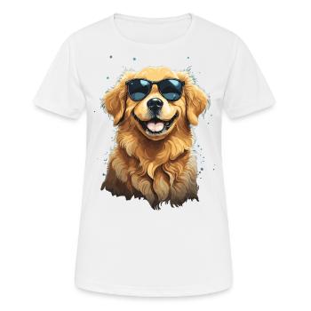 Golden Retriever Coolness und Stil Sonnenbrille - Frauen T-Shirt atmungsaktiv - Weiß - Vorne - AI Model Female 172 dark (172cm)