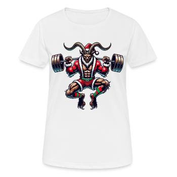 Noël Krampus Bodybuilder Entraînement musculaire - T-shirt respirant Femme - blanc - Devant - AI Model Female 172 dark (172cm)