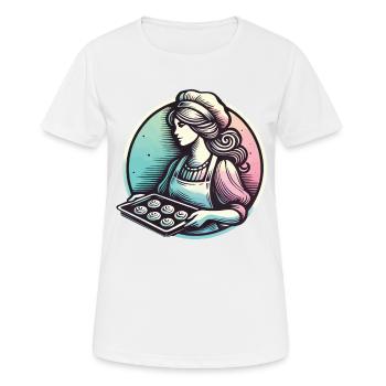 Bäckerin Mit Tablett Frischer Brötchen - Frauen T-Shirt atmungsaktiv - Weiß - Vorne - AI Model Female 172 dark (172cm)