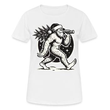 Weihnachtlicher Bigfoot Mit Tannenbaum - Frauen T-Shirt atmungsaktiv - Weiß - Vorne - AI Model Female 172 dark (172cm)