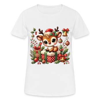 Niedliches Rentier Mit Weihnachtsdekoration - Frauen T-Shirt atmungsaktiv - Weiß - Vorne - AI Model Female 172 dark (172cm)