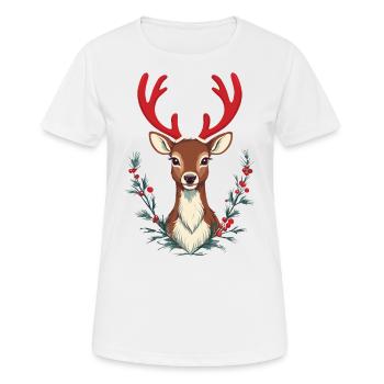 Renne festif pour Noël - T-shirt respirant Femme - blanc - Devant - AI Model Female 172 dark (172cm)