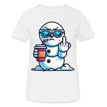 Cooler Schneemann Mit Statement - Frauen T-Shirt atmungsaktiv - Weiß - Vorne - AI Model Female 172 dark (172cm)