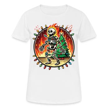 Flaming Christmas Skeleton Holiday Accident - Women's Breathable T-Shirt - white - Front - AI Model Female 172 dark (172cm)