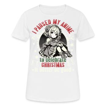 Anime et Noël liés avec humour - T-shirt respirant Femme - blanc - Devant - AI Model Female 172 dark (172cm)