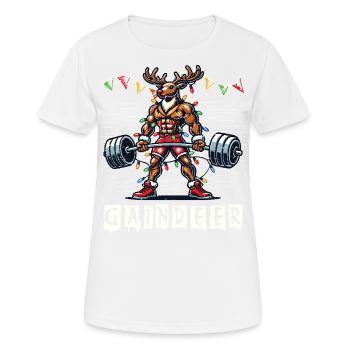 Muskel Rentier Weihnachten Gaindeer Spaß - Frauen T-Shirt atmungsaktiv - Weiß - Vorne - AI Model Female 172 dark (172cm)