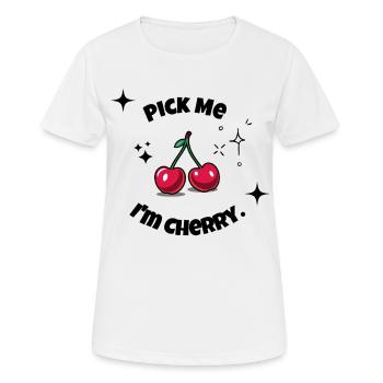 Pick me i am cherry - Kirschen - Frauen T-Shirt atmungsaktiv - Weiß - Vorne - AI Model Female 172 dark (172cm)