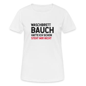 Waschbrettbauch Muskeln Sport körper lustig witz - Frauen T-Shirt atmungsaktiv - Weiß - Vorne - AI Model Female 172 dark (172cm)