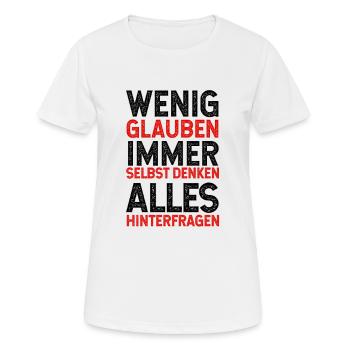 Pandemie, Virus, Überwachung, Gesetze, Freiheit - Frauen T-Shirt atmungsaktiv - Weiß - Vorne - AI Model Female 172 dark (172cm)