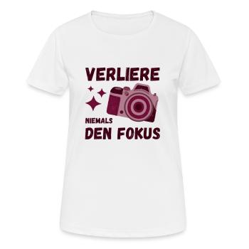 Fotograf Objektiv Spiegelreflex Blende geschenk - Frauen T-Shirt atmungsaktiv - Weiß - Vorne - AI Model Female 172 dark (172cm)
