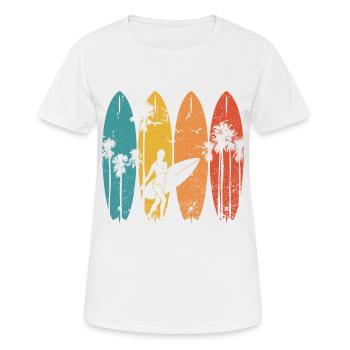 Surfer Girl Beach Palm Trees - Women's Breathable T-Shirt - white - Front - AI Model Female 172 dark (172cm)