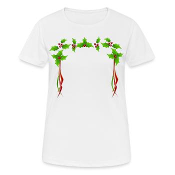 Christmas Holly Rahmen - Frauen T-Shirt atmungsaktiv - Weiß - Vorne - AI Model Female 172 dark (172cm)