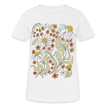 Boho Wildflower Tshirt femme, Vintage Wildflower - T-shirt respirant Femme - blanc - Devant - AI Model Female 172 dark (172cm)