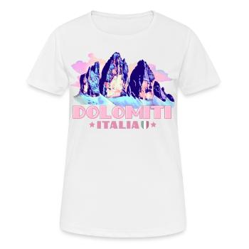 Dolomiti Italia Dolomites Three Peaks souvenir - Women's Breathable T-Shirt - white - Front - AI Model Female 172 dark (172cm)