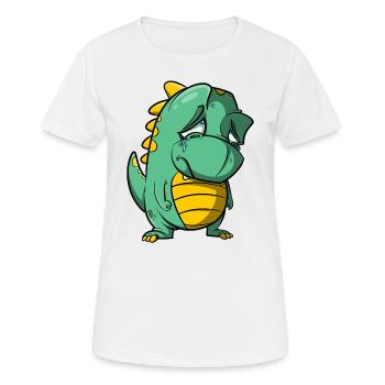 Trauriger Drache weint - Abschied Tränen - Frauen T-Shirt atmungsaktiv - Weiß - Vorne - AI Model Female 172 dark (172cm)