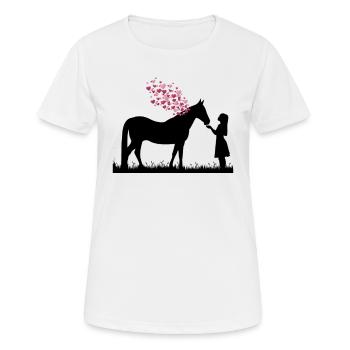 Pferd mit Herzen und Maedchen Pferdeliebe Geschenk - Frauen T-Shirt atmungsaktiv - Weiß - Vorne - AI Model Female 172 dark (172cm)