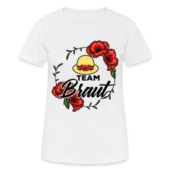 Team Braut Hochzeitsnacht Damenhut Rosenkranz Crew - Frauen T-Shirt atmungsaktiv - Weiß - Vorne - AI Model Female 172 dark (172cm)