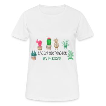 Leicht Ablenkbar Durch Sukkulenten Pflanze Hobby - Frauen T-Shirt atmungsaktiv - Weiß - Vorne - AI Model Female 172 dark (172cm)