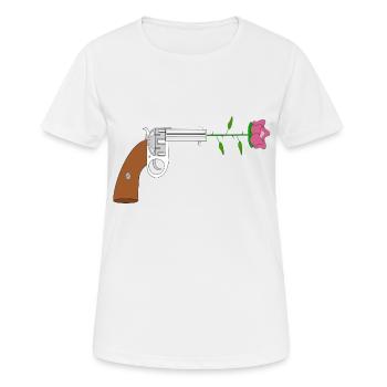 Frieden pistol rose no war flower power peace colt - Women's Breathable T-Shirt - white - Front - AI Model Female 172 dark (172cm)