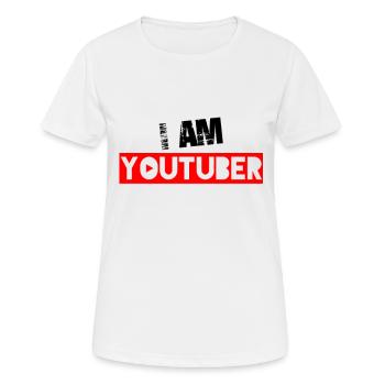 I am Youtuber - Frauen T-Shirt atmungsaktiv - Weiß - Vorne - AI Model Female 172 dark (172cm)